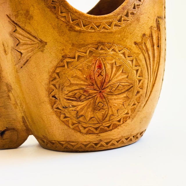Wood Yugoslavian Folk Art Carved Wood Wedding Cup For Sale - Image 7 of 10