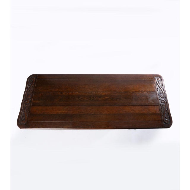 Modern Early 20th Century Carved Oak Barley Twist Hall Table Made by Flints Fine Furniture New York For Sale - Image 3 of 10