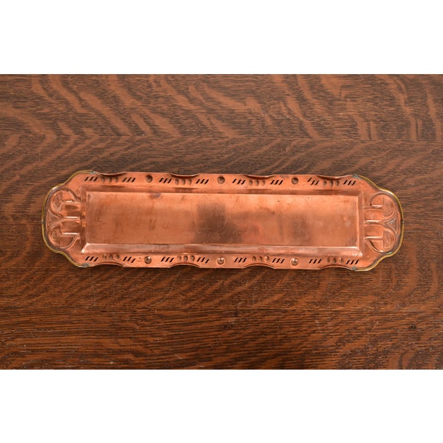 Liberty & Co. Style English Arts & Crafts Copper and Brass Tray For Sale - Image 9 of 12