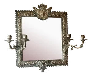Gothic Style Bronze Wall Mirror with Candleholders