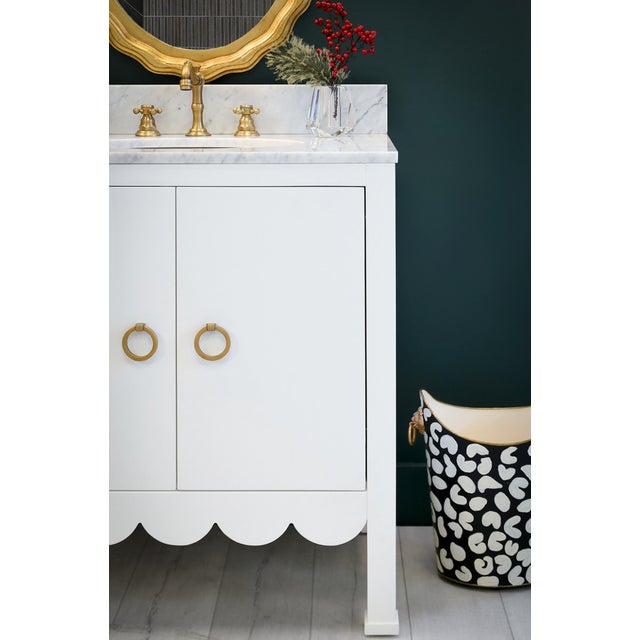 Not Yet Made - Made To Order Matthew Izzo Home Wastebasket - Hand Painted Oval Tole Metal With Leopard Design, Raised Edges, Gold Leaf Trim and Lion Head Handles For Sale - Image 5 of 5