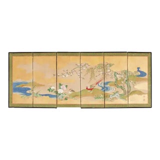 Japanese Edo Six Panel Table Screen After Maruyama Okyo For Sale