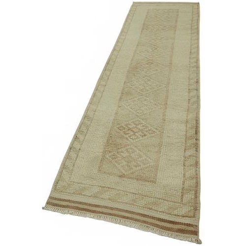 Boho Chic Beige Bohemian Runner Rug For Sale - Image 3 of 7