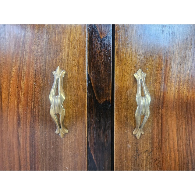 Art Deco Sideboard in Mahogany Feather with Marble Top and Brass Handles, 1940 For Sale - Image 10 of 18