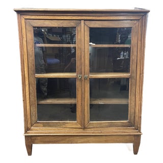 Antique French Walnut Vitrine Display Cabinet For Sale
