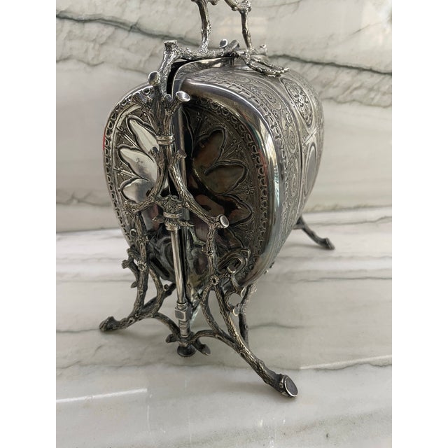Metal Antique Victorian Folding Silver Plated Biscuit Box/Muffin Warmer (Very Ornate) For Sale - Image 7 of 12