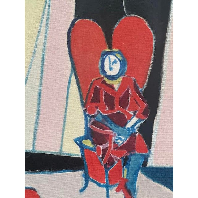 Mid-Century Modern Vintage Oil on Corkboard For Sale - Image 3 of 4