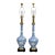 Vintage Paul Hanson Chinoiserie Blue Poreclain Flower Oriental Table Lamp Pair For Sale