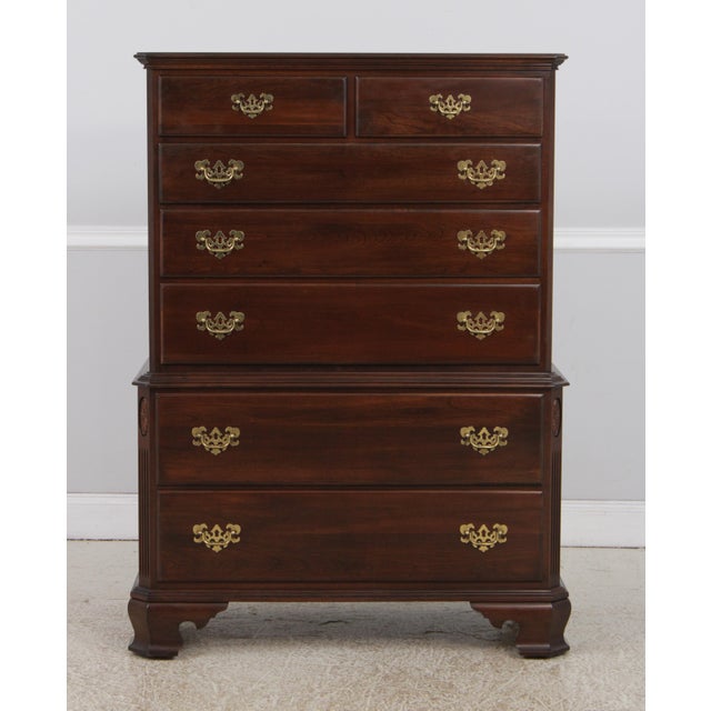 Age: C.1990 Details: Finish Number 225 Georgian Court Collection Bracket Feet Dovetailed Drawer Construction Fine Carved...