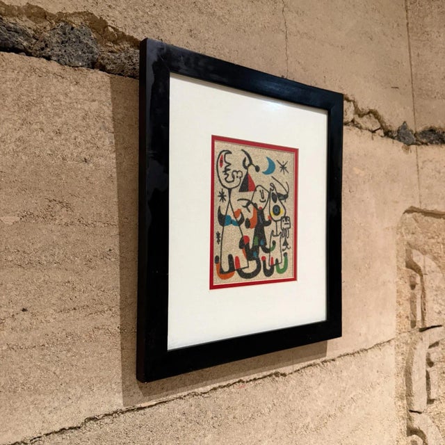Late 20th Century Mid-Century Modern Sand Art Painting, Abstract Surrealism Unsigned Joan Miro Era For Sale - Image 5 of 9