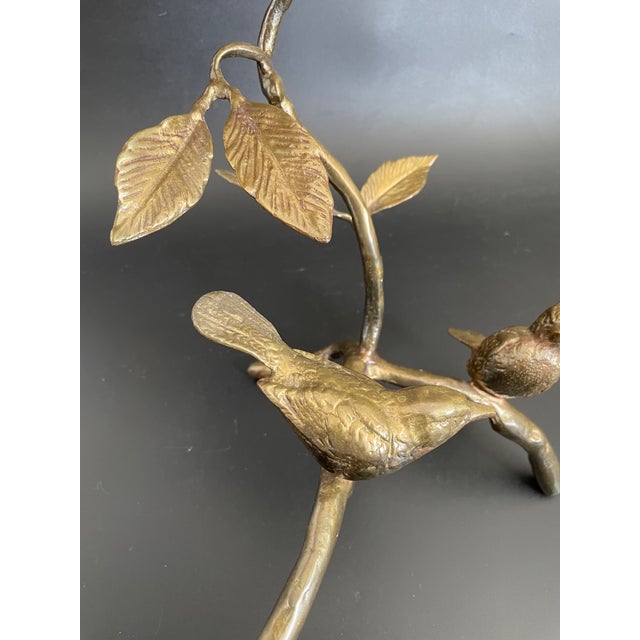 Vintage Brass Tree Branch Sculptural Centerpiece With Birds and Birdcage For Sale - Image 11 of 18