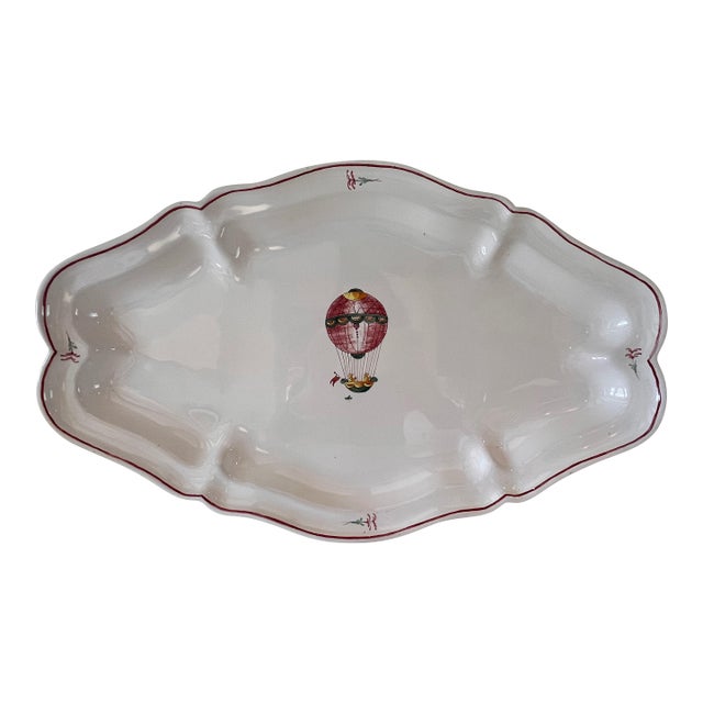1990s French Country Pierre Deux Hot Air Balloon Handpainted Platter by Segries Moushers For Sale