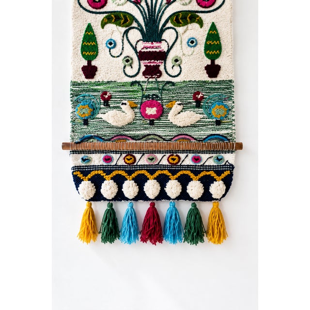 1970s Large Mid-Century Scandinavian Studio Textile Wall Hanging Tufted Wool Tapestry, 1970s For Sale - Image 5 of 13