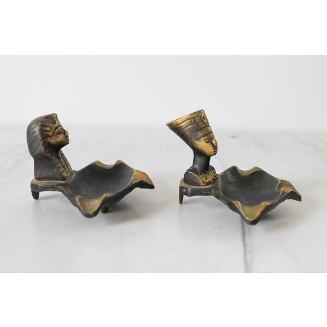 Vintage Cast Brass Egyptian Ashtrays - A Pair For Sale In Milwaukee - Image 6 of 10