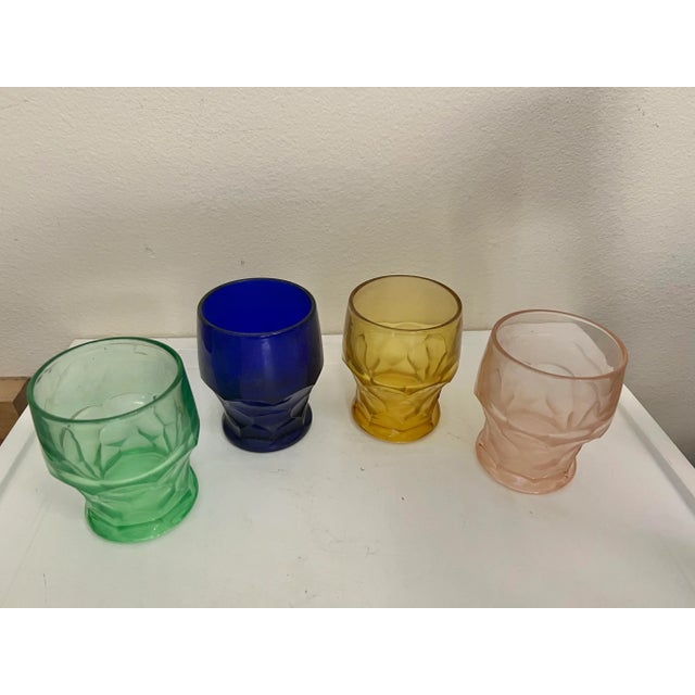 Vintage Gem Faceted Cut Heavyweight Jewel Color Tumbler set of 4 glass. These glasses have a substantial heavy bottom and...