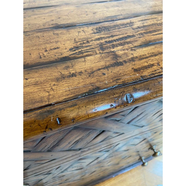 Wood Scarborough House by Maitland-Smith Attributed Bedside Table With Basketweave Pattern For Sale - Image 7 of 9