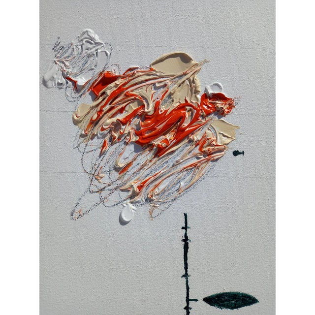 # 'Flower' #2 - High-End Framed Cy Twombly Style Minimalist Botanic Oil on Canvas For Sale - Image 4 of 8