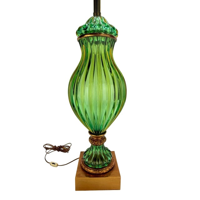 A striking hand-blown Murano glass table lamp made by Seguso for The Marbro Lamp Company, dating to the 1960s. The richly...