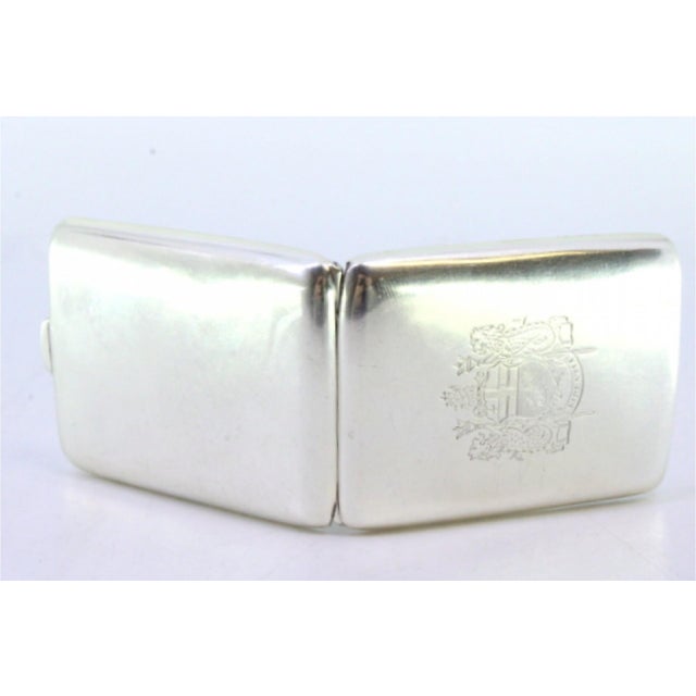 Silver Matchbook with Coat of Arms and Hinged Lid, in Good conditions. Designed 1920 to 1949