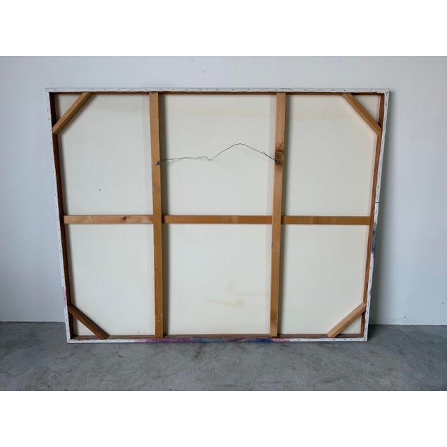 Large 1980s Vintage Marj Expressionist Abstract Acrylic on Canvas Painting – Unframed For Sale - Image 12 of 12