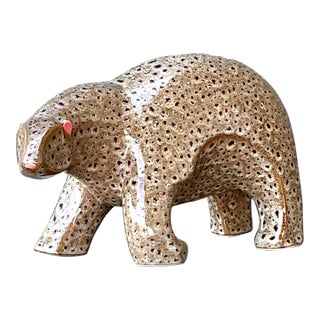 Vintage Boho Glazed Ceramic Polar Bear For Sale