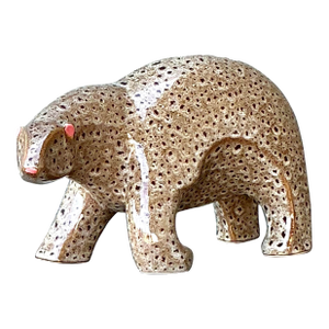 Vintage Boho Glazed Ceramic Polar Bear