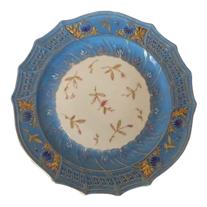 Antique Austrian Blue Porcelain Plate or Dish by M Z Austria