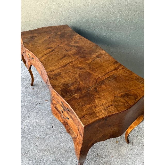 Vintage Italian Burl Wood Writing Desk For Sale In West Palm - Image 6 of 12