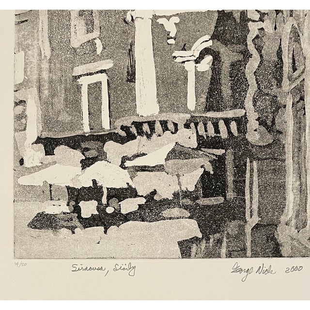 Etching which aquatint by Massachusetts artist George Nick (1927-2025) "Siracusa Sciliy" pencil signed, titled, dated and...