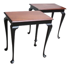 Mahogany and Ebonized Walnut Chippendale-Style Tall End Tables - a Pair