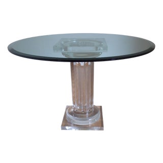 Round Dinning Table with Glass Top from Fabianart, 1985 For Sale