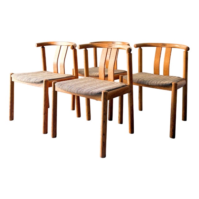 Vintage Danish Directional Dining Chairs by Hans Jorgen Frydendal, 1970s, Set of 4 For Sale