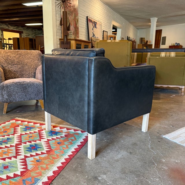 Mid-Century Modern Danish Designer, Mogensen Style Club Chair, Leather, Denmark, 1960s For Sale - Image 3 of 6