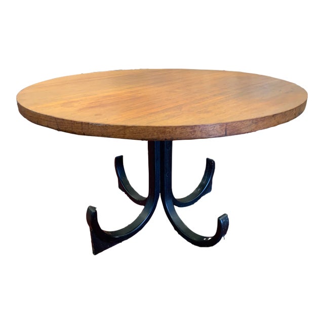 Mid-Century Modern Round Wooden Side Table For Sale