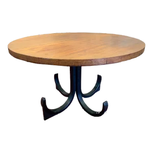 Mid-Century Modern Round Wooden Side Table