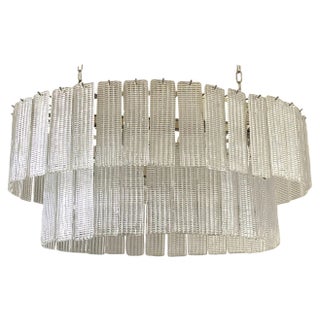Large Oval Diamond Listelli Murano Glass Chandelier from Simoeng For Sale