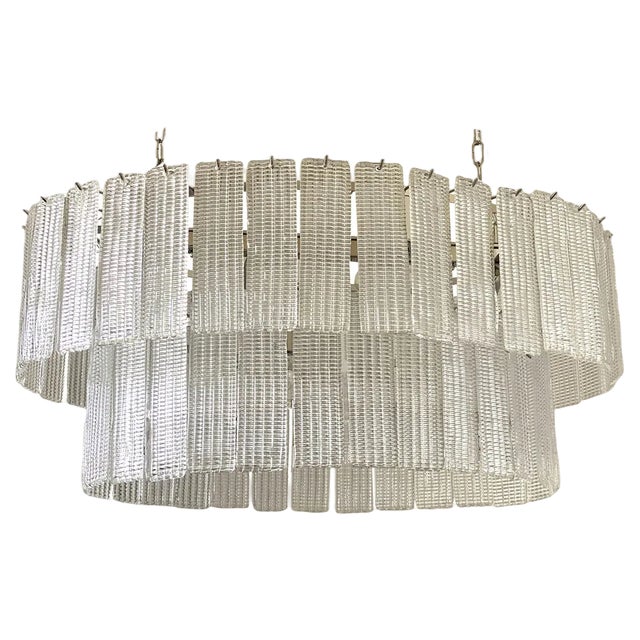 Large Oval Diamond Listelli Murano Glass Chandelier from Simoeng For Sale