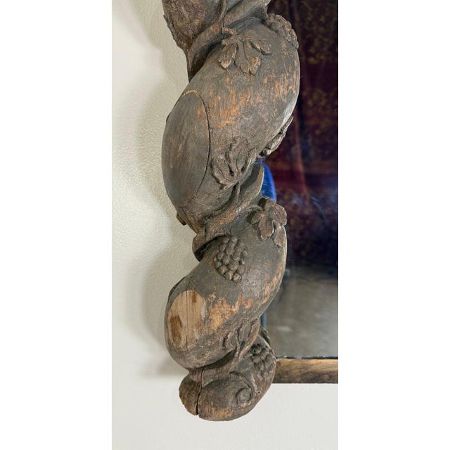 Italian Baroque Silvered Wall Mirror, 19th Century, Hand-Carved Wood For Sale - Image 4 of 11