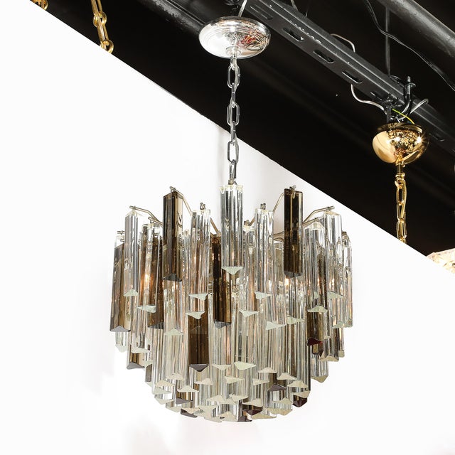 Mid-Century Modern Mid-Century Modernist Hand-Blown Murano Mixed Glass Camer Triedre Chandelier For Sale - Image 3 of 17