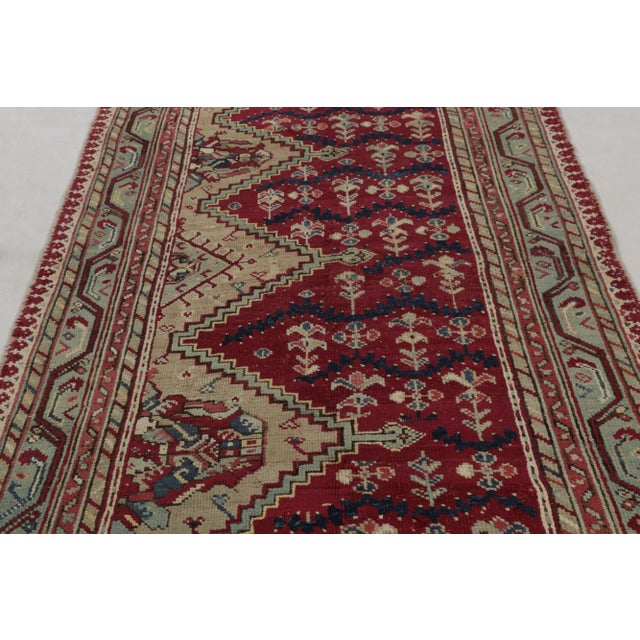 Rug & Kilim Antique Ghiordes Runner Rug, Rich Red With Dense Floral Patterns - Rug & Kilim For Sale - Image 4 of 8