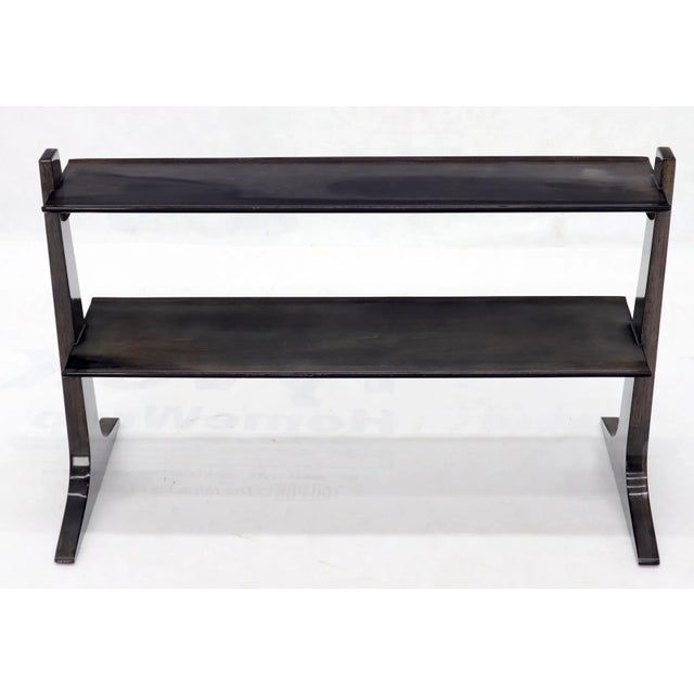 Mid-Century Modern Mid 20th Century Two-Tier Custom Height Gloss Finish Free Standing Shelf For Sale - Image 3 of 9