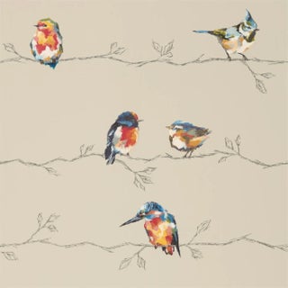 Harlequin Perisco Wallpaper in Coral/Lemon For Sale