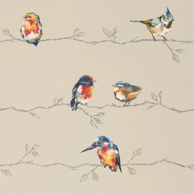 Harlequin Perisco Wallpaper in Coral/Lemon For Sale