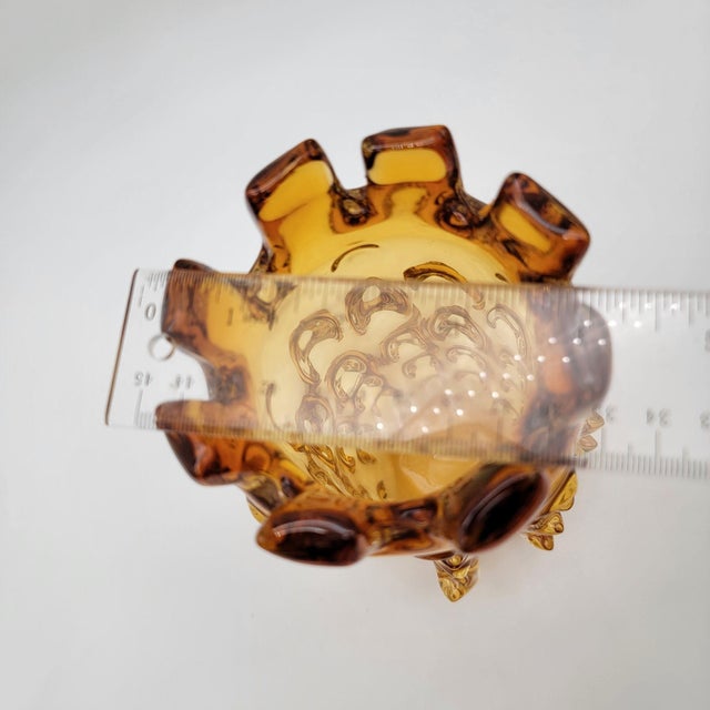 Vintage Murano Barovier & Toso Amber Mugnoni Art Glass Vase For Sale - Image 9 of 10