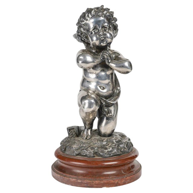 19th Century Napoleon III Silvered Bronze Sculpture attributed to Louis Kley For Sale
