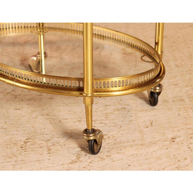 Gold Mid-Century Modern French Brass and Glass Bar Cart, 1950s For Sale - Image 8 of 10