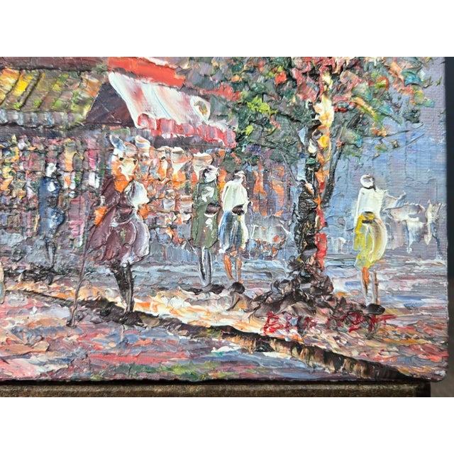 Textile 1970s Caroline Burnett 8" X 10" Impressionistic Oil Painting of Old Paris For Sale - Image 7 of 10