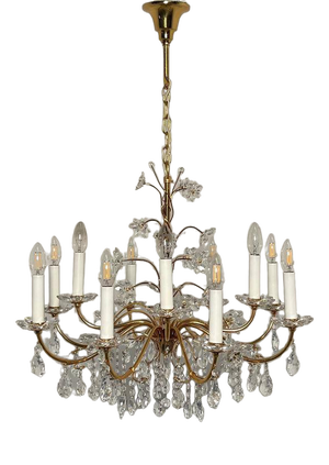 Crystal Brass Chandelier from Palme & Walter, 1970s