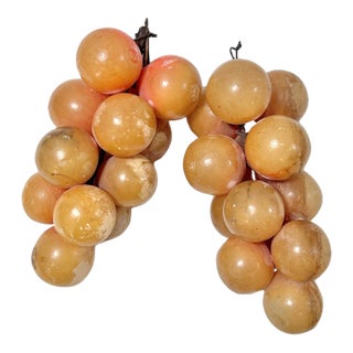Vintage Blush Pink and Golden Alabaster Grape Clusters – A Pair For Sale