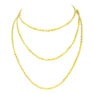 Vintage 18 Karat Yellow Gold 93.4Gm, Designer Chain, 3.64 mm Necklace, 57 " Long For Sale